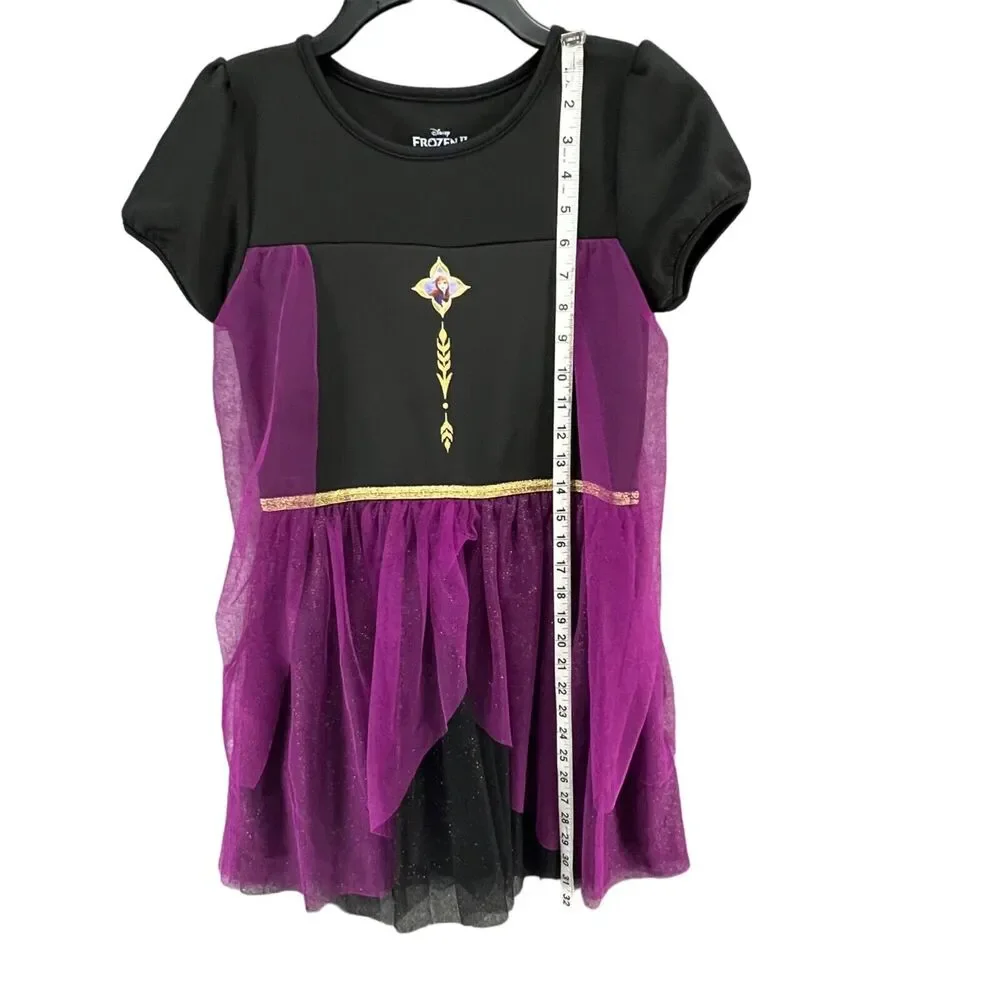 Disney Frozen II Anna Cape Dress Costume L 10-12 Black Purple Halloween Dress Up